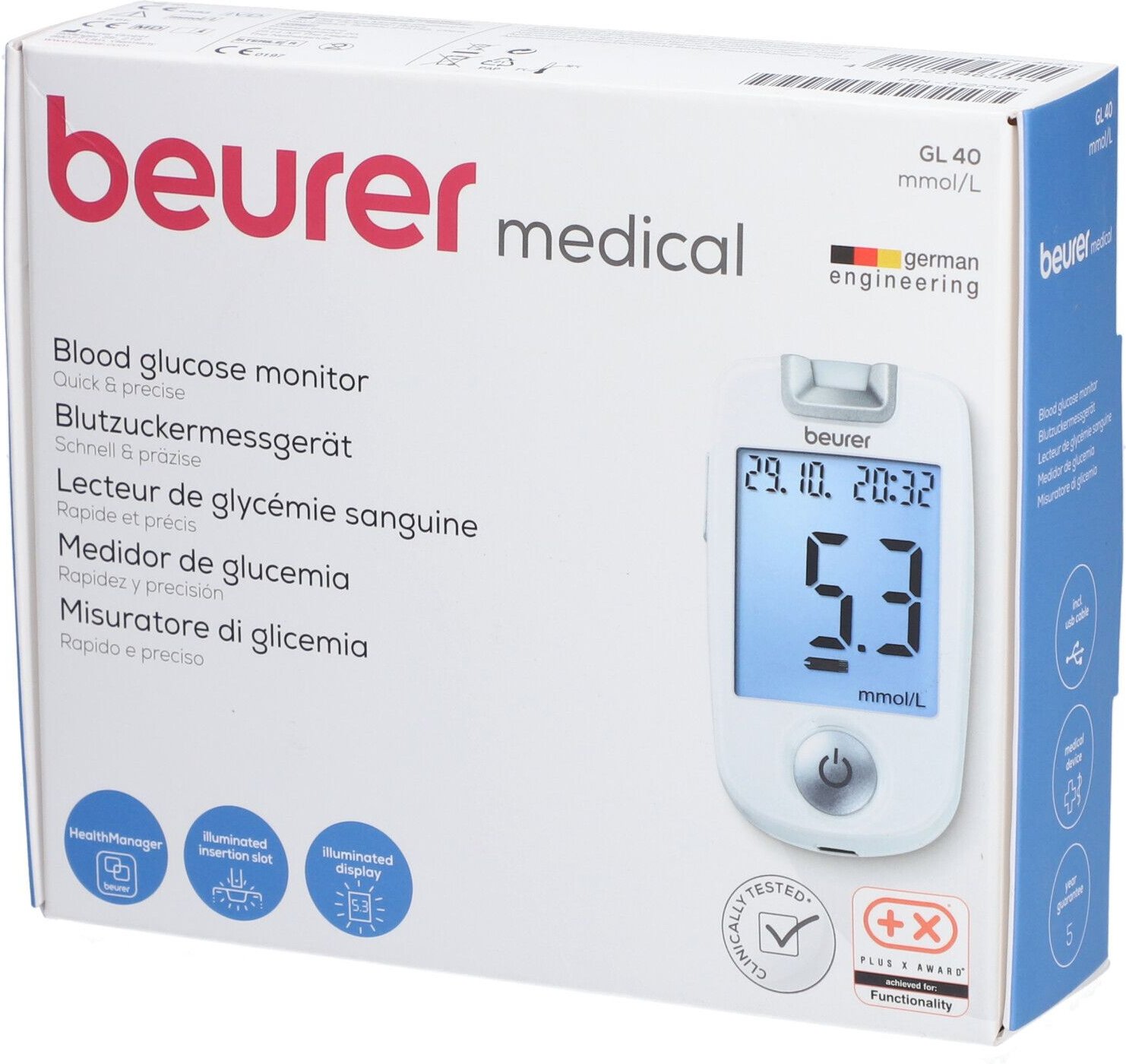 Beurer Gl40 Blutzuckermessgerät mmol/l codefree 1 St Gerät