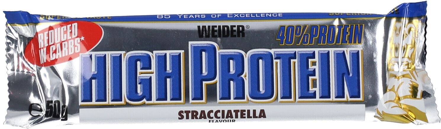 Weider 40 % High Protein Low Carb, Stracciatella, Riegel 50 g