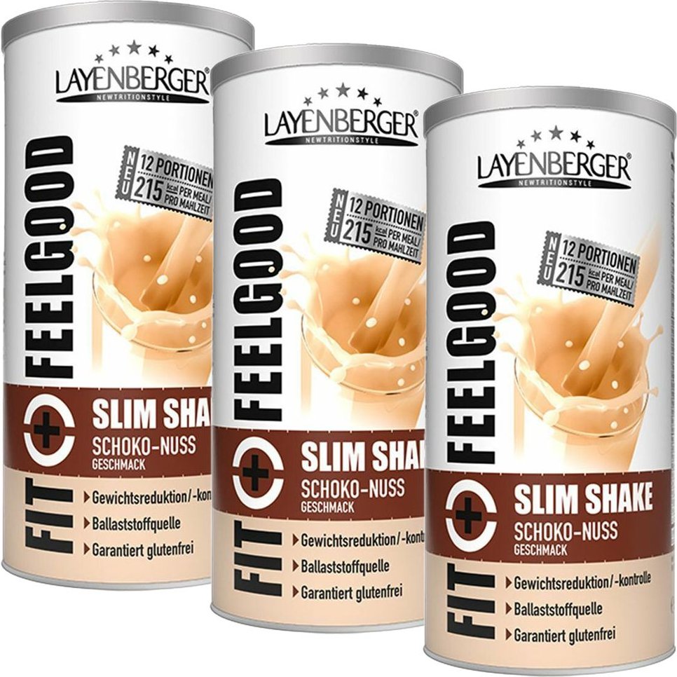 3x Layenberger Fit+Feelgood Slim Shake Chocolate Nut 3x396 g Pulver