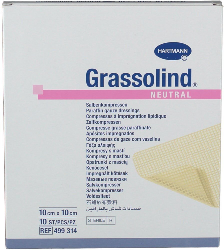 Grassolind Salbenkompressen 10x10 cm steril 10 St Kompressen