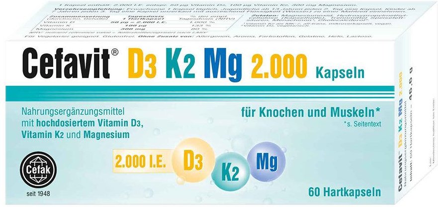 Thumbnail - Cefavit D3 K2 Mg 2.000 I.e. Hartkapseln 60 St