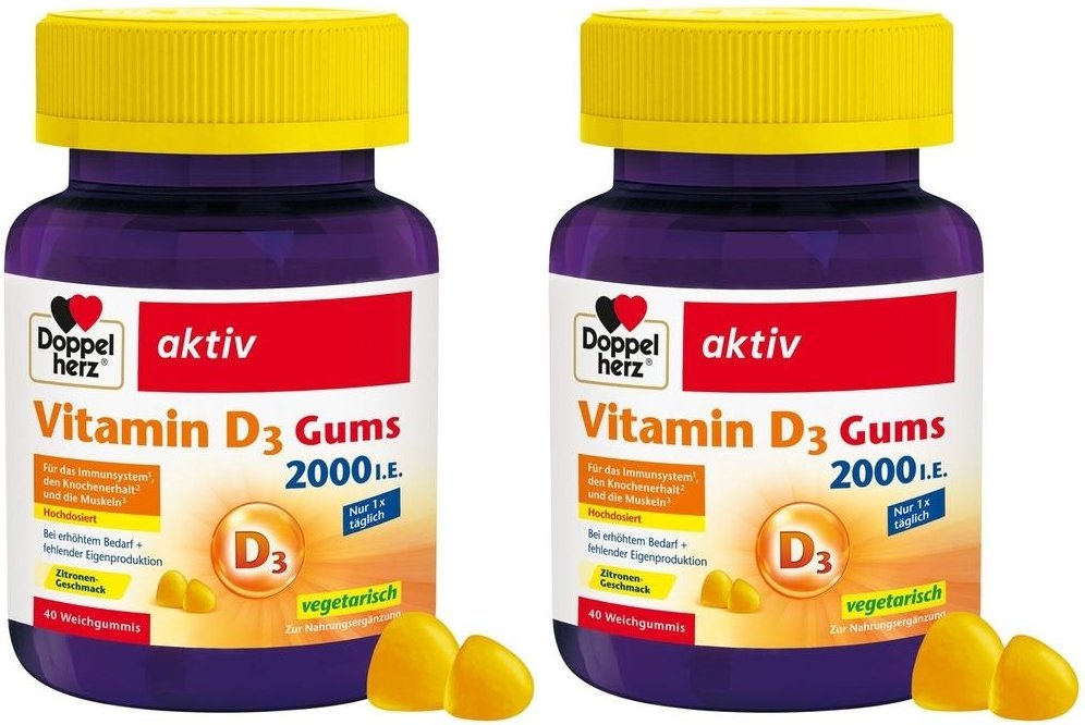 Doppelherz Vitamin D3 2000 I.E.Gums 2x 2x40 St Kaudragees