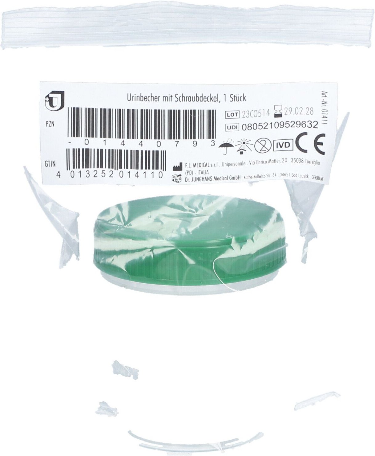 Urinbecher mit Schraubdeckel einzelverpackt 1 St Becher