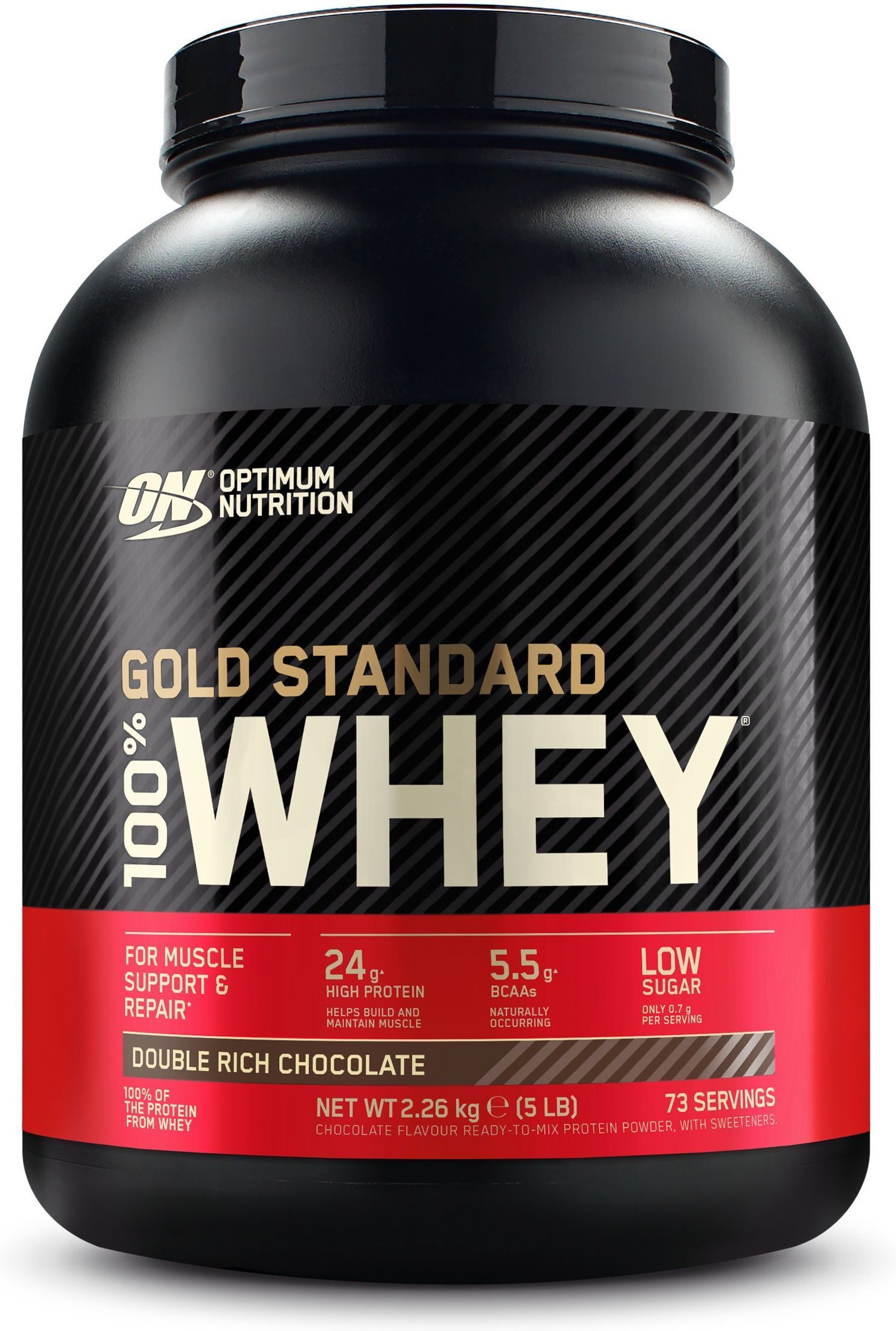 Optimum Nutrition 100 % Whey Gold Standard, Double Rich Chocolate, Pulver 2260 g Puder