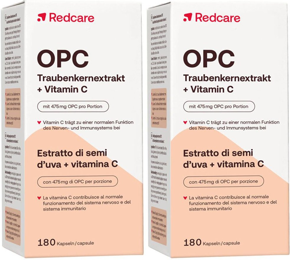 Redcare OPC Traubenkernextrakt + Vitamin C Doppelpack 2x180 St Kapseln