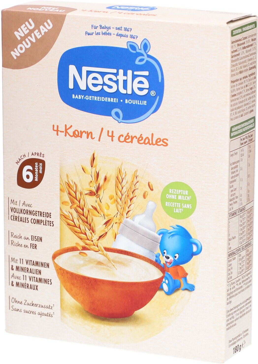 Nestle Baby-Getreidebrei 4-Korn 180 g Puder