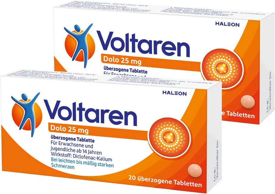 Voltaren Dolo 25mg Tabletten, Schmerztabletten gegen Rückenschmerzen 2x 20 St. 2x20 St Tabletten