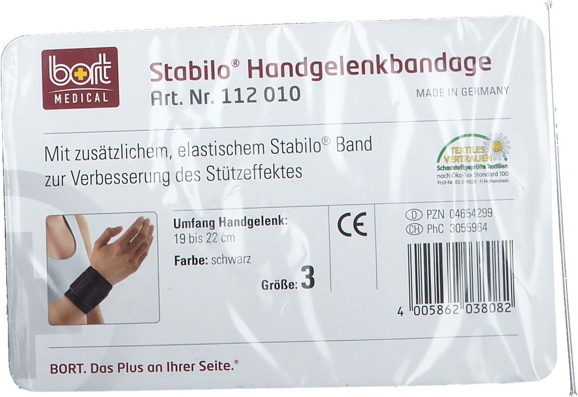 Bort Stabilo Handgelenkbandage Gr.3 schwarz 1 St Bandage(s)
