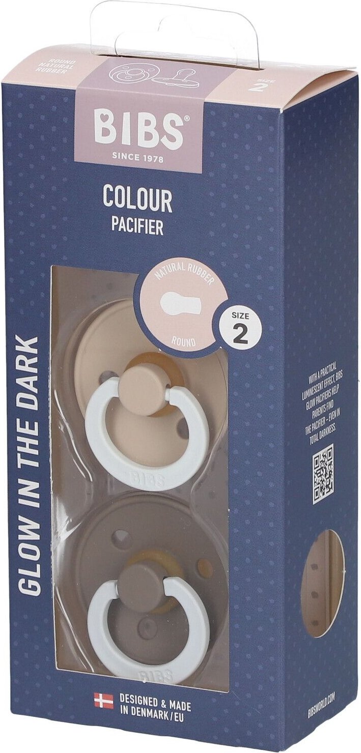 Thumbnail - Bibs Fopspeen Latex Glow in the Dark Vanilla - Oak 6-18 Maanden 2 St Schnuller