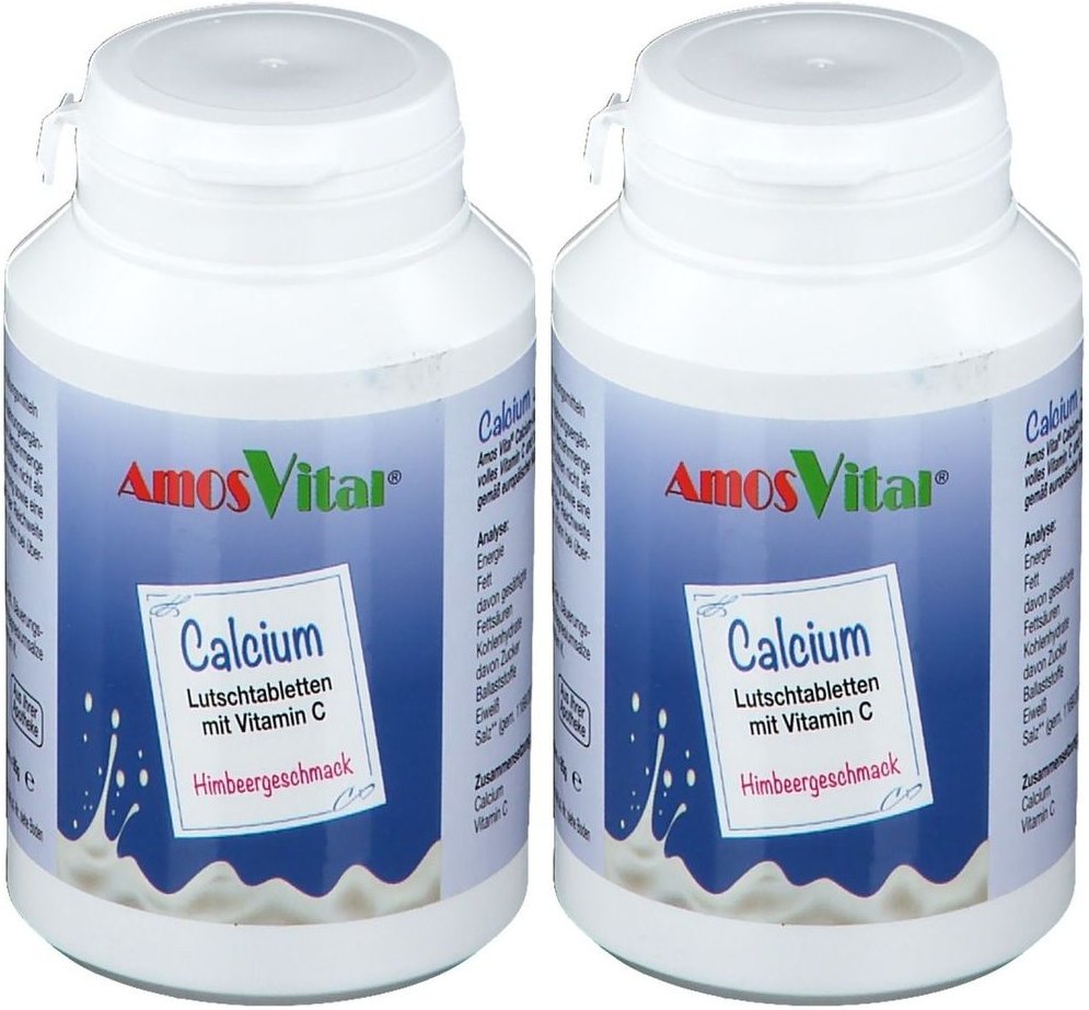 Calcium 200 mg+Vitamin C 30 mg AmosVital Lutsch. 2x 2x50 St Lutschtabletten