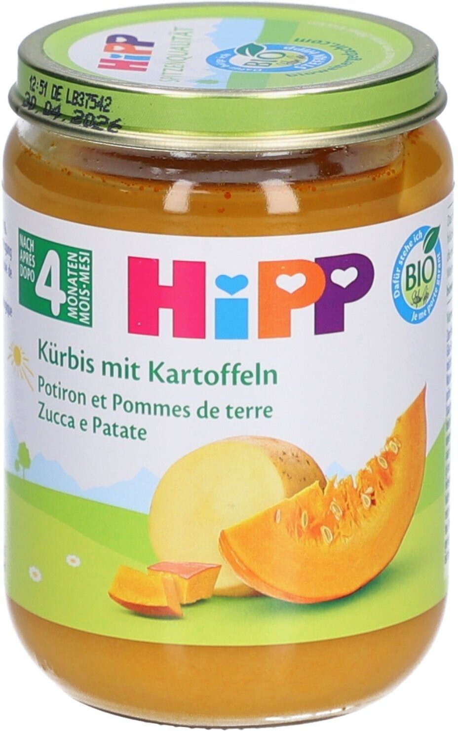 HiPP Kürbis mit Kartoffeln, ab dem 4. Monat x4 4x190 g