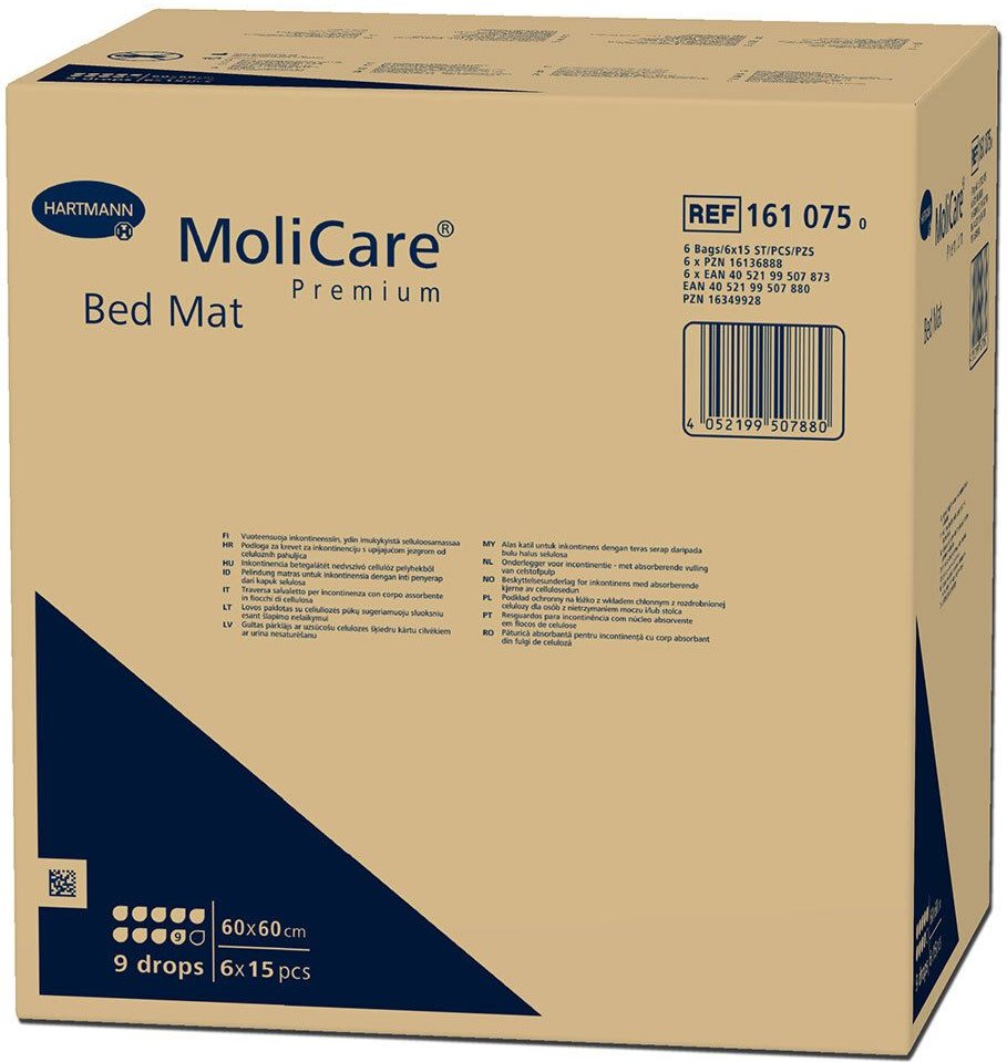Molicare Premium Bed Mat 9 Tropfen 60x60 cm 6x15 St Unterlagen