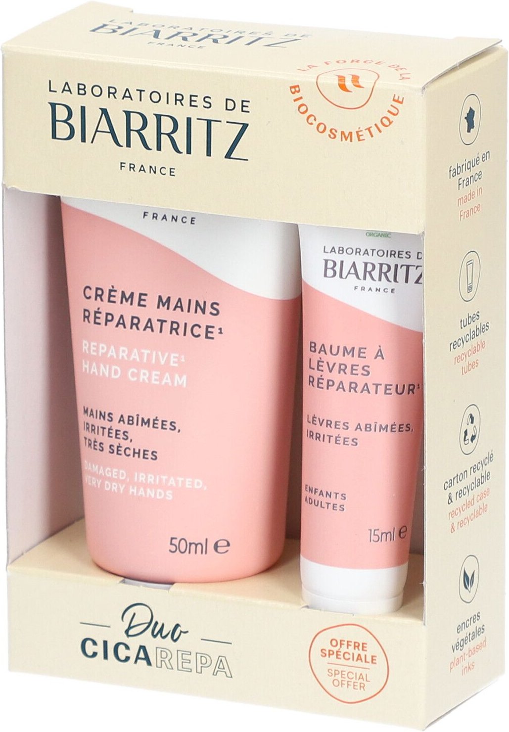 Thumbnail - Laboratoires DE Biarritz DUO Cica Repa - Crème mains réparatrice + baume à lèvres réparate 65 ml Nicht relevant