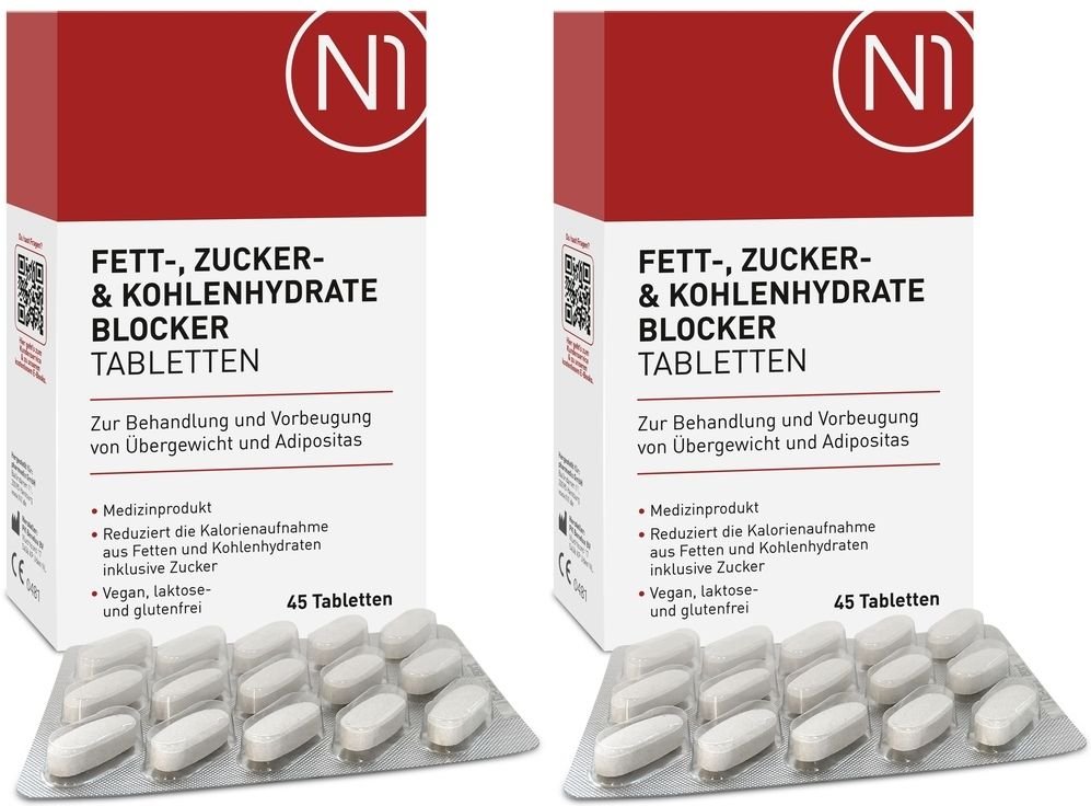 N1 Fettblocker zum Abnehmen - blockt auch Kohlenhydrate & Zucker x2 2x45 St Tabletten
