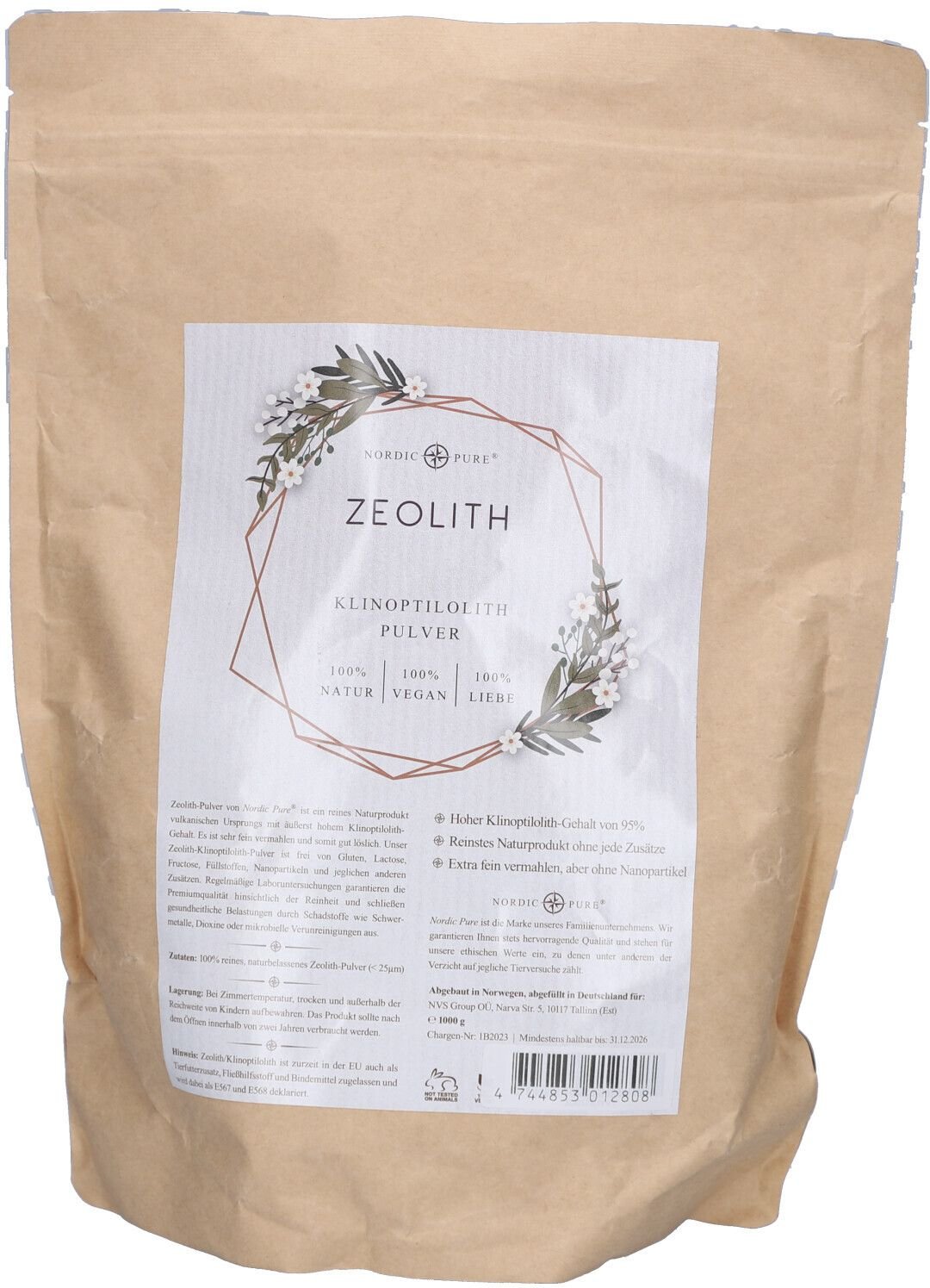 Zeolith Pulver 95% Klinoptilolith Nordic Pure 1000 g