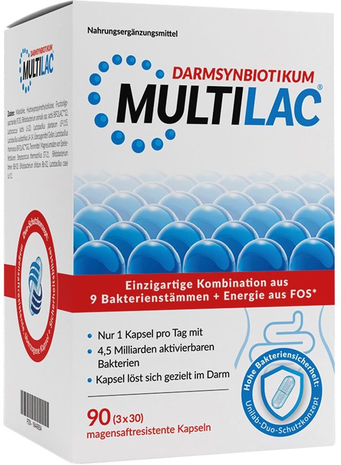 Multilac Darmsynbiotikum magensaftr.Kaps.+Trinkfl. 3x30 St Kapseln magensaftresistent
