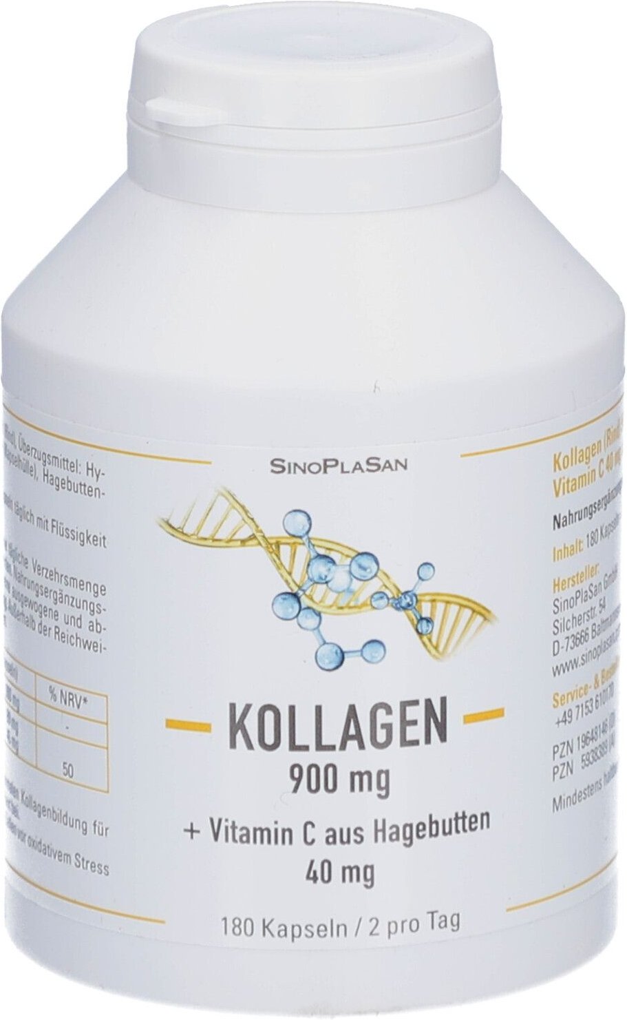 Kollagen 900 mg m. Vitamin C aus Hagebutten Hartk. 180 St Hartkapseln