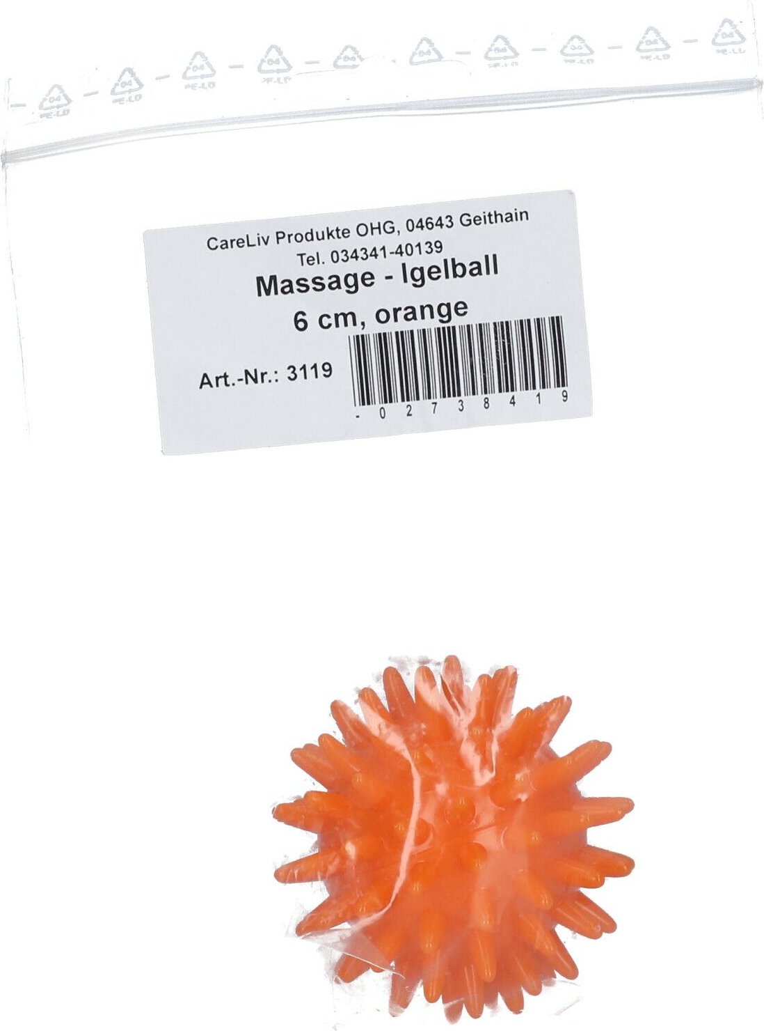 Massageball Igelball 6 cm orange