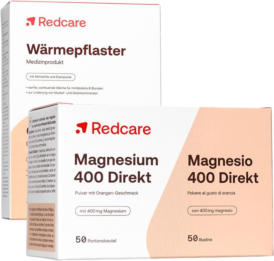Thumbnail - Redcare Magnesium 400 Direkt + Wärmepflaster bei Menstruationsbeschwerden 50+4 St Set
