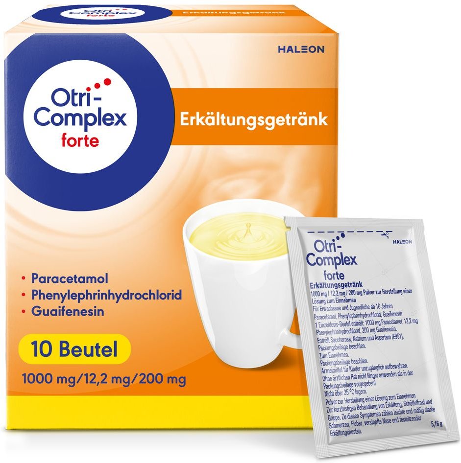 Otricomplex forte Erkältungsgetränk1000/12,2/200mg 10 St Pulver zur Herstellung einer Lösung zum Einnehmen