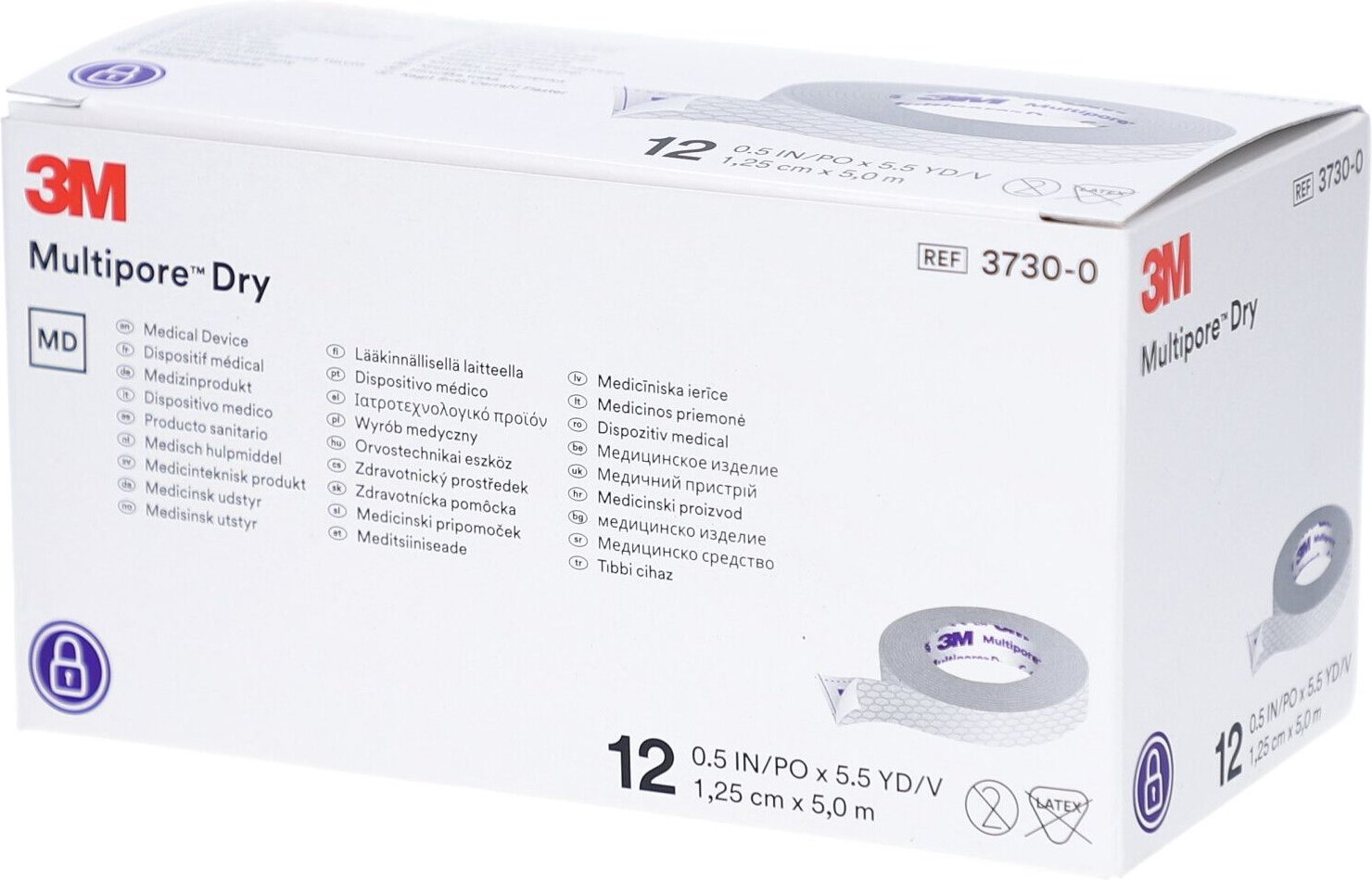 Multipore Dry med.Rollenpflaster 1,25 cmx5 m 12 St Pflaster