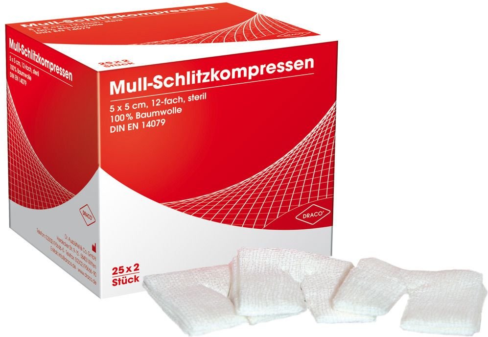 Schlitzkompressen Mull 5x5cm