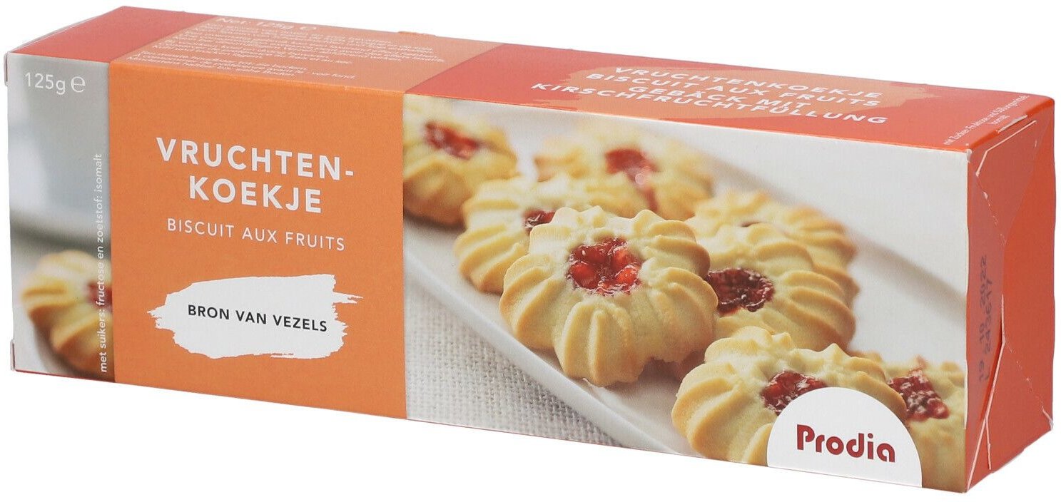 Prodia Vruchtenkoekje + Zoetstof 125 g Kekse