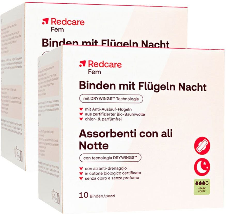 Redcare Binden mit Flügeln Nacht Doppelpack 2x10 St