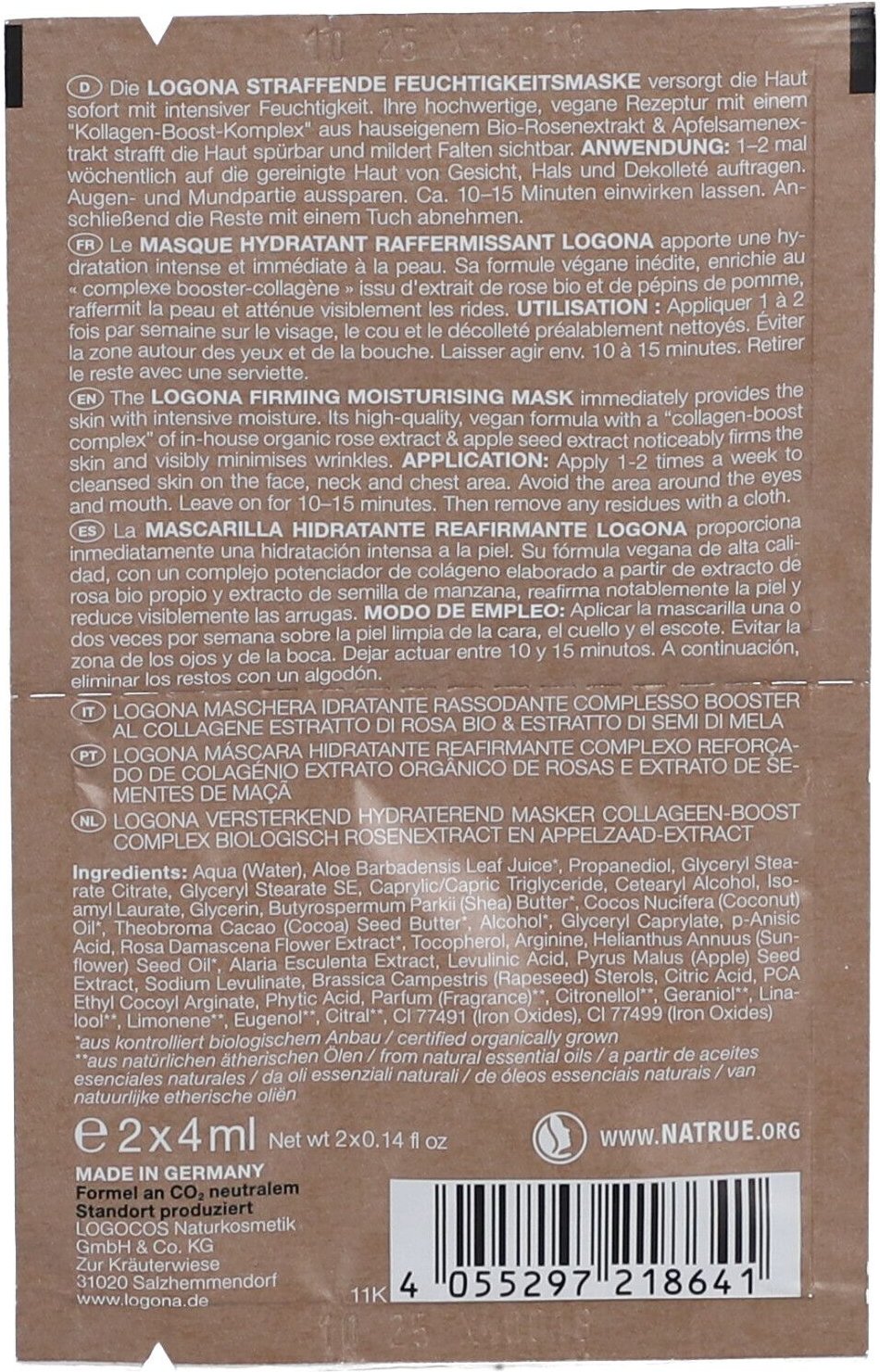 Moisture Lift straff.Feuchtigkeitsmaske Bio-Rose 8 ml Gesichtsmaske