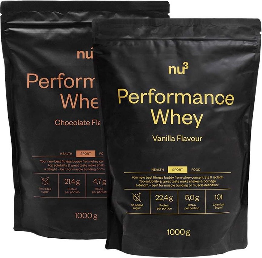 nu3 Performance Whey Probierpaket Schoko + Vanille 2x1000 g Pulver