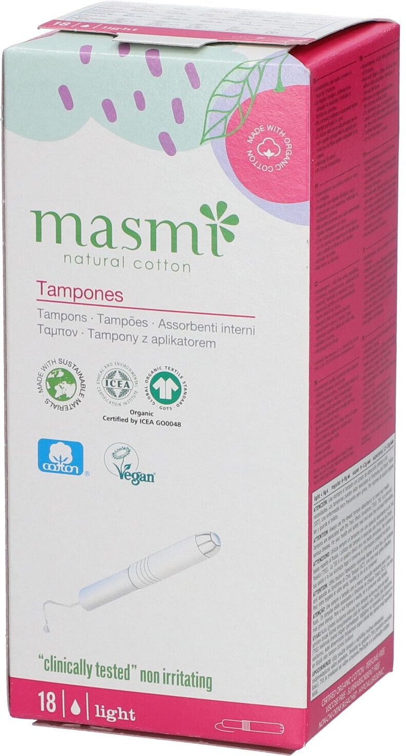 BIO Tampons light mini m.Applikator 100% BW Masmi 18 St Tampon