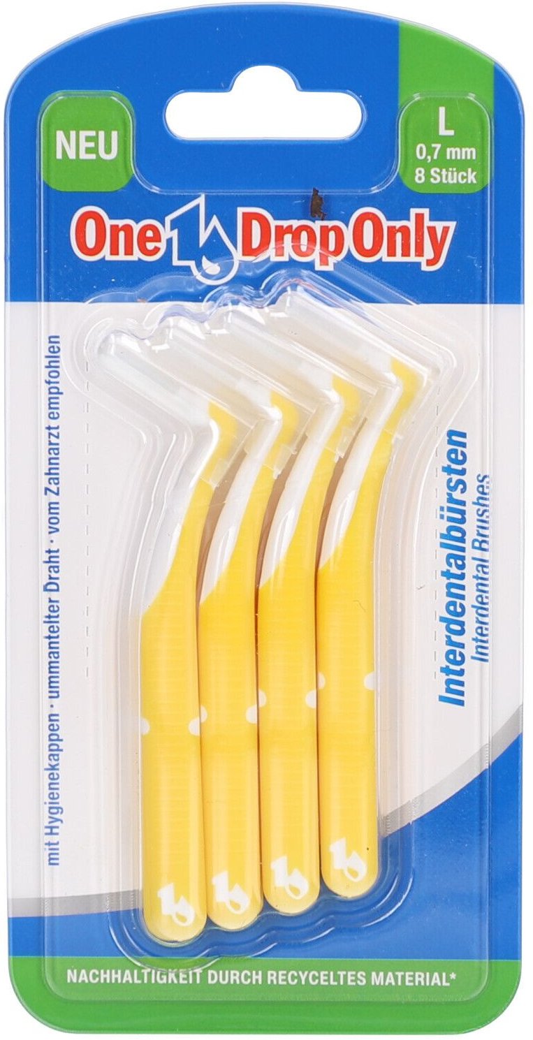 ONE Drop Only Interd.B.L 0,7mm gelb gewinkelt PCR 8 St Zahnbürste