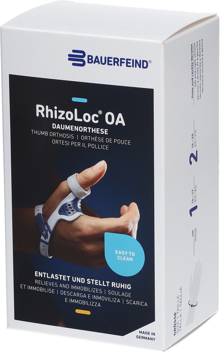 Rhizoloc OA Daumenorthesen rechts Gr.2 titan 1 St Schienen