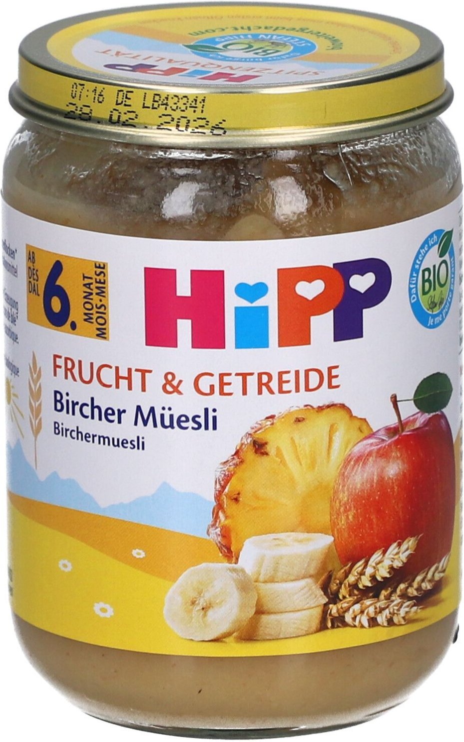 Hipp Bio Bircher Müesli Glas 190 g Futter