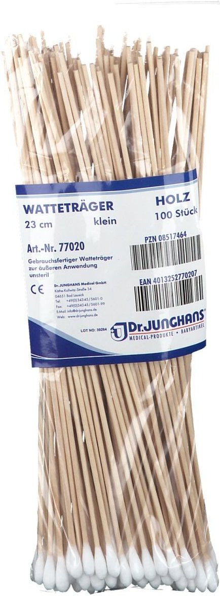 Wattestäbchen Holz 23 cm mit Wattekopf 100 St Stäbchen