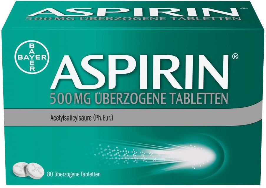Aspirin 500 mg überzogene Tabletten 80 St Überzogene