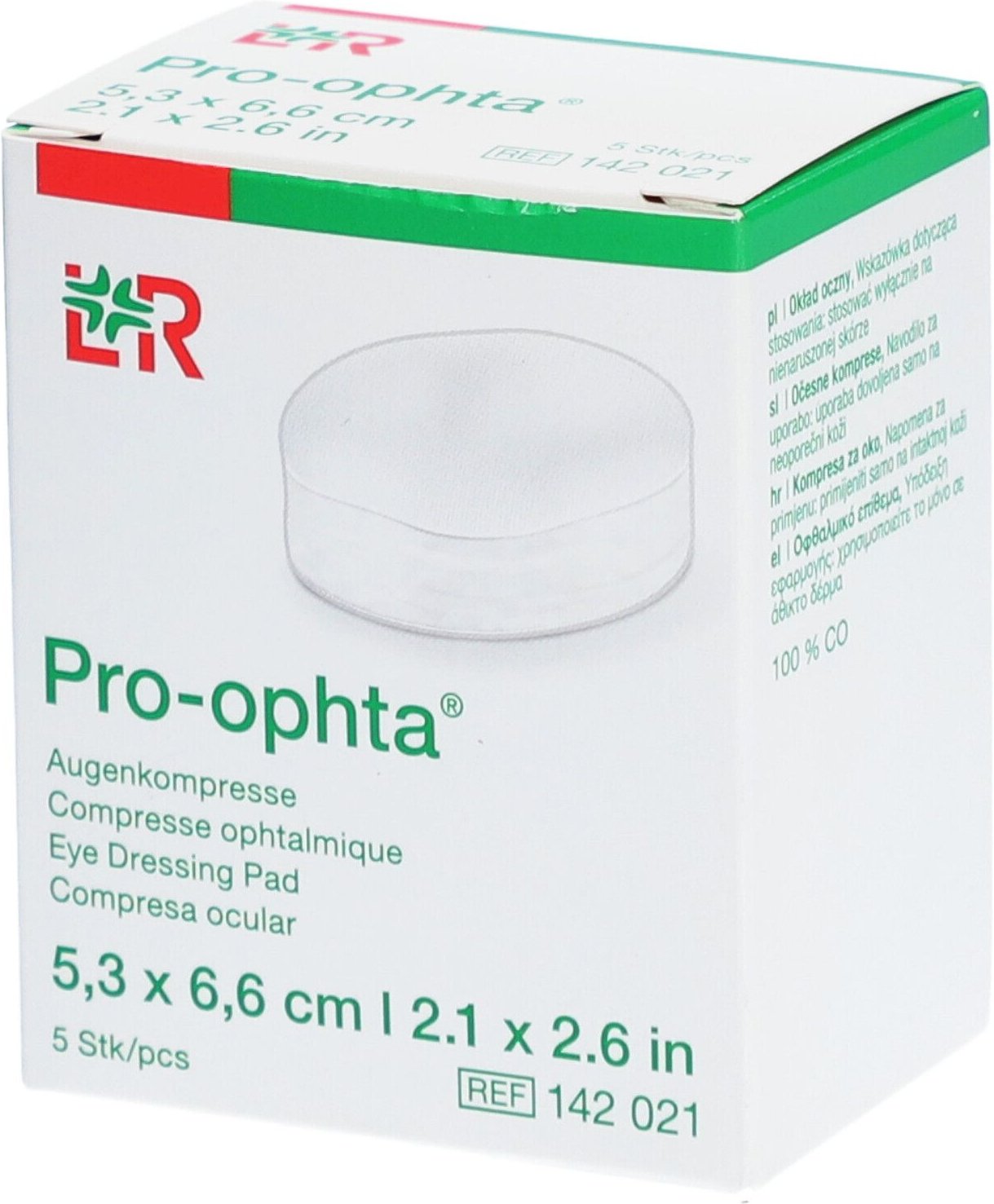 Pro-Ophta Augenkompresse 5,3x6,6 cm unsteril 5 St Kompressen