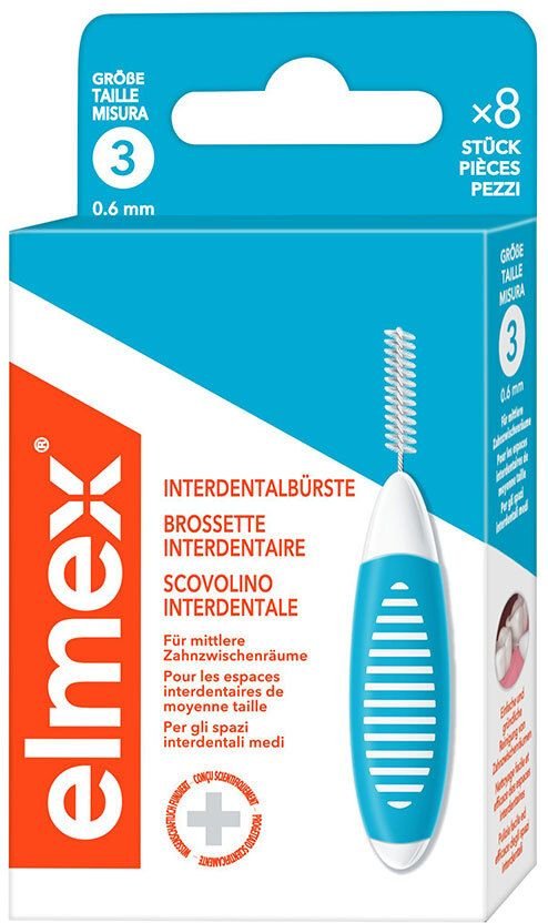 Elmex Interdentalbürsten ISO Gr.3 0,6 mm blau 8 St Zahnbürste