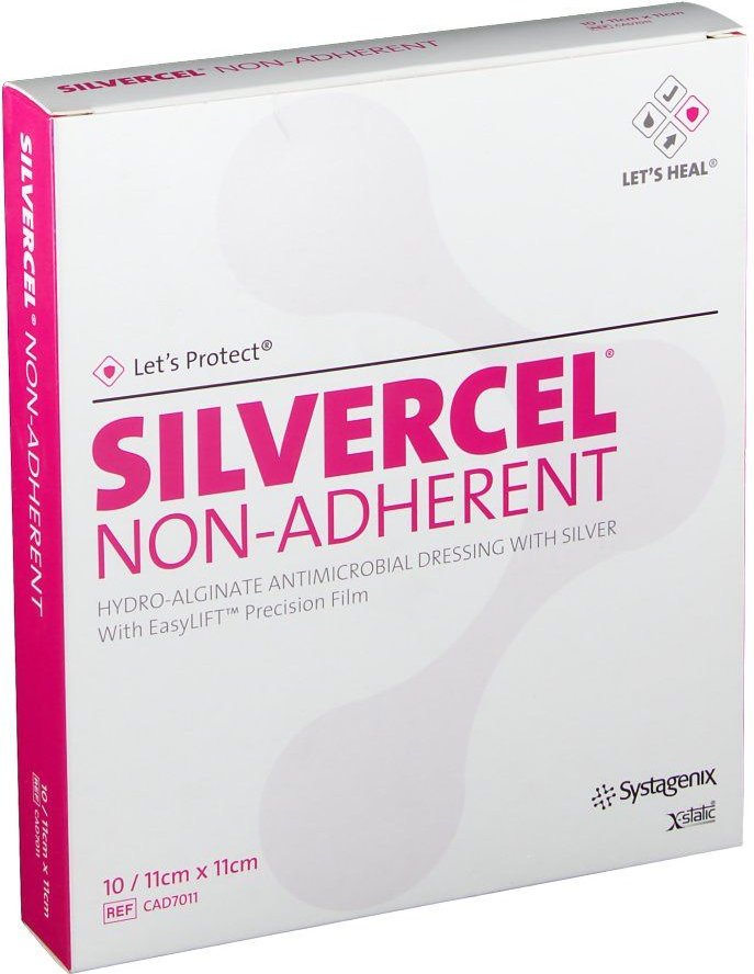 Silvercel non Adherent Hydroalginat Verb.11x11 cm 10 St Kompressen