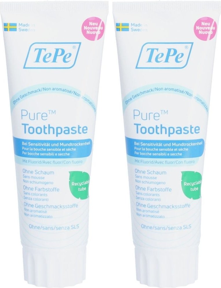 Tepe Pure Toothpaste unflavoured 2x 2x75 ml Zahnpasta