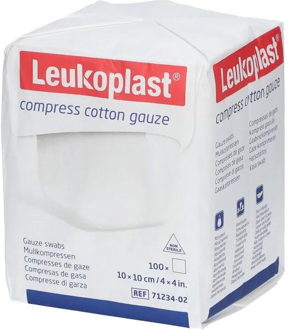 Leukoplast compress Cotton Gauze 10x10cm ste.8f 25x5 St Kompressen