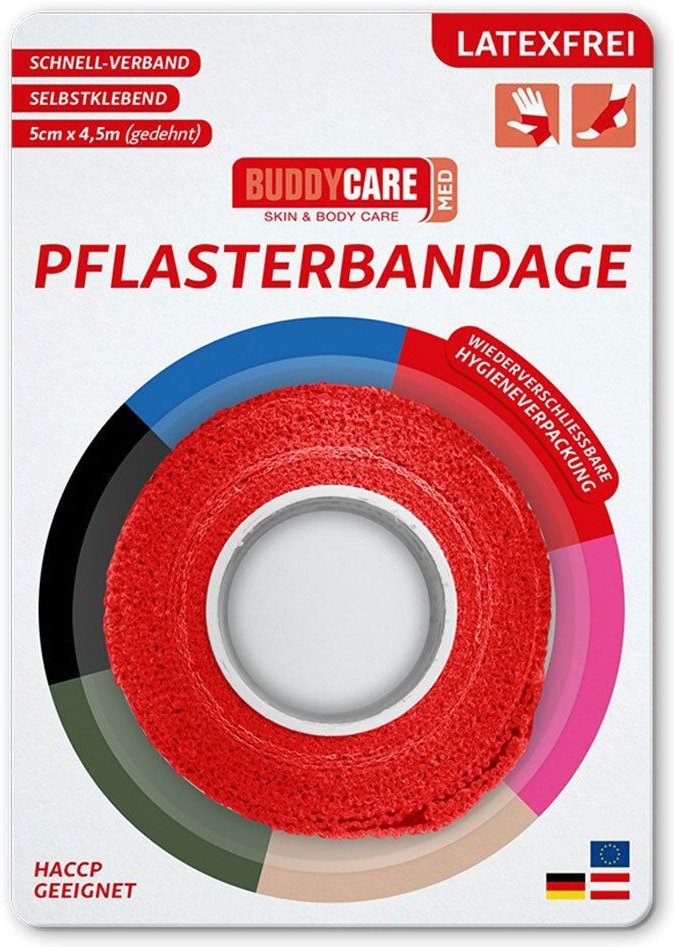 Pflasterbandage latexfrei Buddycare MED rot 1 St Bandage(s)