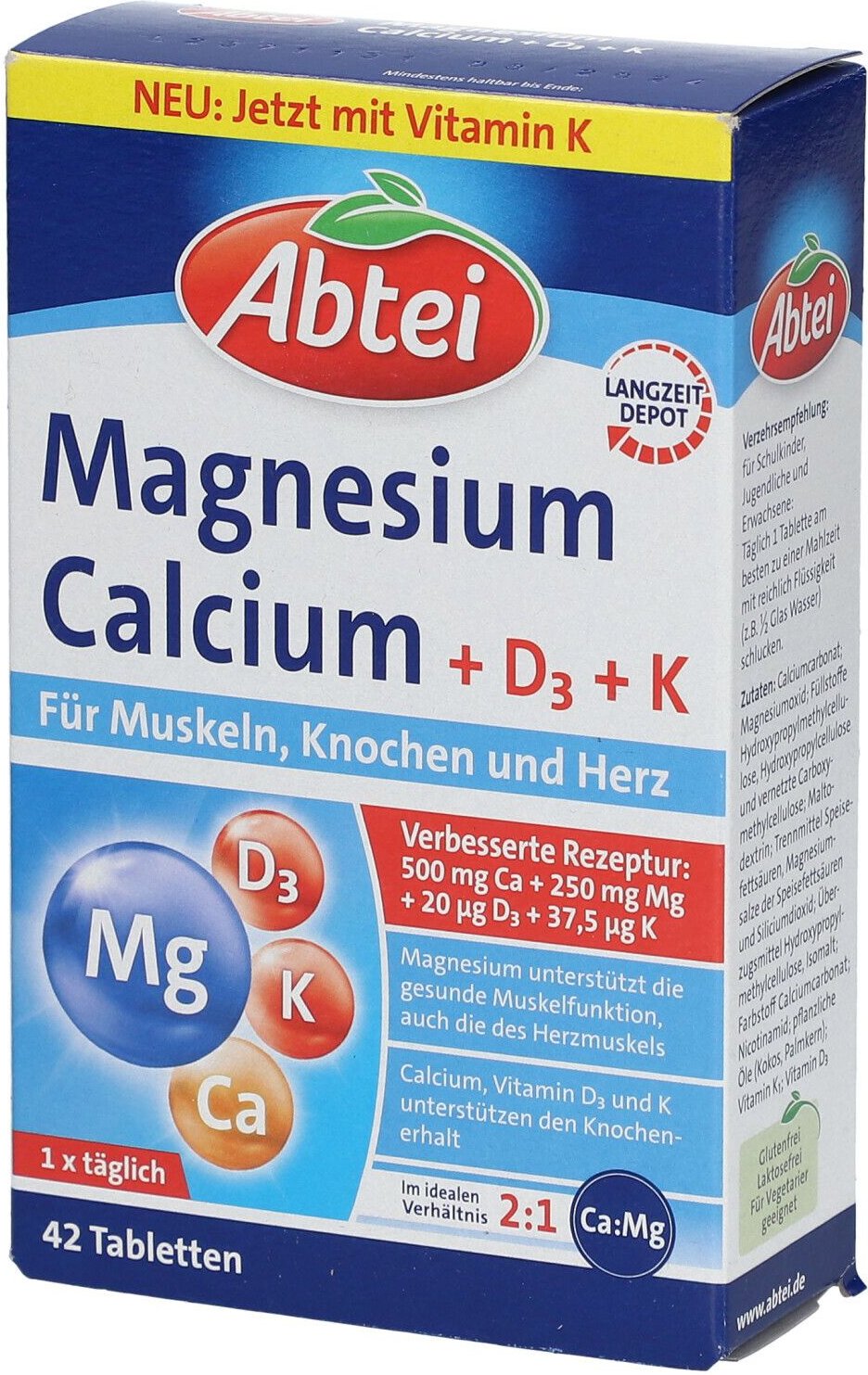 Thumbnail - Abtei Magnesium Calcium+D+K Tabletten 42 St