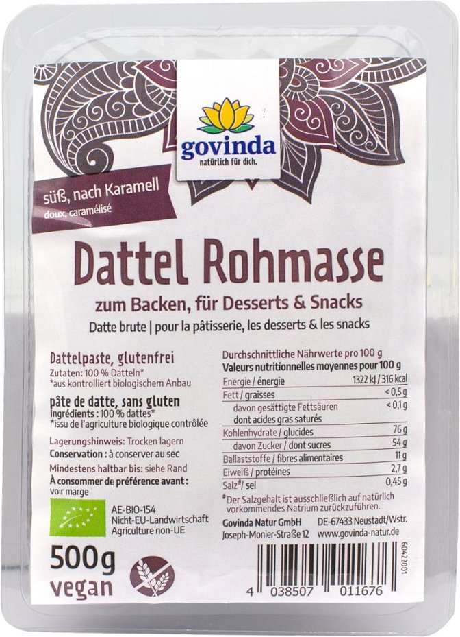 Govinda Dattel-Rohmasse 500 g Sonstige