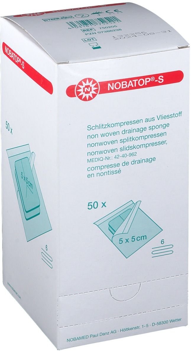 Nobatop S Kompressen 5x5 cm steril 50x2 St