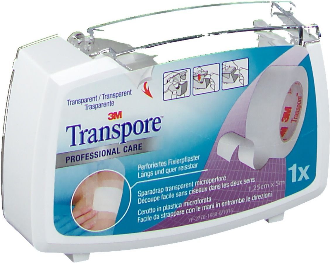 Transpore 1,25 cmx5 m Pflaster auf Abroller 1 St