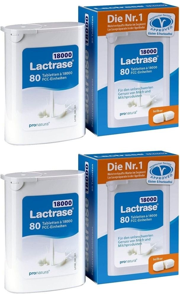 Lactrase 18.000 FCC Tabletten teilbar im Spender 2x 2x80 St
