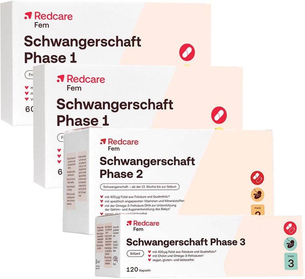 Redcare Schwangerschaft Rundum-Paket mit Folsäure und mehr 210+120+60 St Kapseln