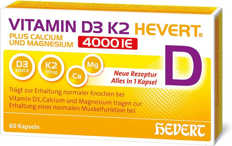 Thumbnail - Vitamin D3 K2 Hevert+Calcium u.Magnes.4000 IE Kps. 60 St Kapseln