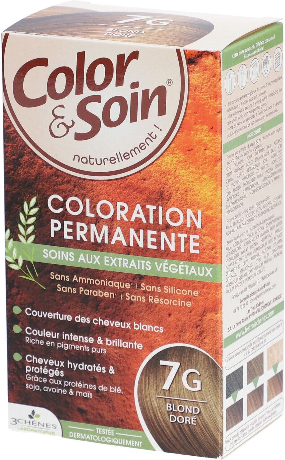 Color & Soin Coloration - permanente aux extraits végétaux. blond doré n° 7G 135 ml Creme